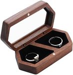 Keepinno Ring Box for Wedding Ceremony, Wooden Wedding Ring Box for 2 Rings, Wedding Ring Holder Ring Bearer Box for Engagement Proposal Wedding Ceremony.