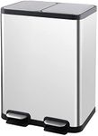 ELPHECO Dual Compartment Recycling Kitchen Step Trash Can 2×6.6 Gallon (2×25L) Stainless Steel Garbage Can for Kitchen with 2 Removable Buckets and Lids