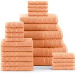 Casa Platino 24 Piece 100% Cotton Bath Towels Set, 2 Bath Sheets, 2 Large Bath Towels(30"x 60"), 2 Gym Towels(24"x 48"), 6 Hand Towels, 8 Washcloths & 4 Fingertip Towels, Soft Towel Set- Peach Fuzz