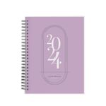 Rileys & Co 2024 Weekly Planner - Annual Weekly & Monthly Agenda Planner, Jan - Dec 2024, Flexible Cover, Notes Pages, Twin-Wire Binding (20 x 15 cm, Lilac)