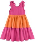 Arshiner Toddler Dresses Hot Pink Comfy Cotton Rainbow Dress Summer Party Sundress 6-7 Years