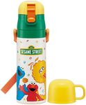 Skater SKDC4-A Children's Stainless Steel Water Bottle, 2-Way Direct Drinking, 16.5 fl oz (470 ml), Cup Drinking 15.2 fl oz (430 ml), Sesame Street, Kid-friendly Lightweight Type, For Girls, Boys, Hot