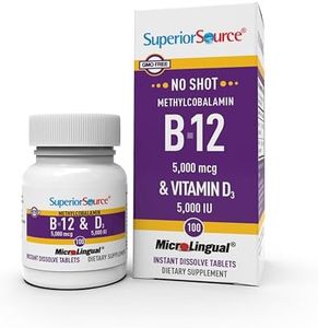 Superior Source NO Shot Methylcobalamin B-12 5,000 mcg with D3 5,000 IU - Energy & Heart Health Supplement - Multivitamin with Vitamin D3 for Bone Support - 100 Instant Dissolve Tablets