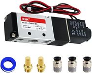 RIH Pneumatics Solenoid Valve 4V210-08 12V/24V/110V Series Single Coil Pilot-Operated Electric 2 Position 5 Way Connection Type (DC12V/Out of line, 1/4"NPT)