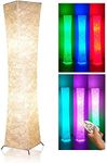 Soft Light Floor Lamp, 52" LEONC RGB Color Changing LED Tyvek Fabric Shade Dimmable Remote Control & 2 Smart LED Bulb Floor Lamps for Living Room