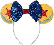 WOVOWOVO Mouse Ears Bow Headbands for Women, Halloween Decoration Glitter Hairbands Party Princess Cosplay Costume Hair Accessories, Star