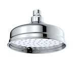 ENKI, R18, 150mm Traditional Fixed Small Shower Head Chrome, Solid Brass, Replacement Shower Head, Round Rose, Mixer Rainfall Shower, Modern Design, Easy Clean & Easy to Install