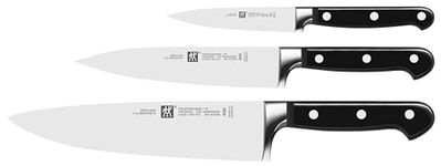 ZWILLING Knife Set, 3 pcs., Paring Knife, Slicing Knife, Chef's Knife, Special stainless steel/plastic handle, Professional S, Silver/Black, 25 x 5 x 5 cm