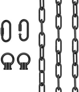 12 Feet Industrial Black Light Fixture Chain, Adjustable Metal Pendant Chandelier Chain Extension with Detachable Link, Maximum Load is 66 Pounds