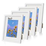 5x7 Picture Frame Set of 4 with Removable Mat, Display Pictures 4x6 with Mat or 5 x 7 without Mat,Multi Photo Frames Collage for Wall or Tabletop Display,Modern Style Wood Frame,White