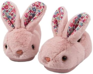 Melumeloo Toddler Kids Slippers Bunny Design Indoor Plush Shoes, Pink, 6-6.5 Toddler