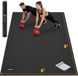 CAMBIVO Large Exercise Mat for Home Workout, 8'x6'/7'x5'/6'x4' (7 mm) Extra Thick Exercise Mat for Home Gym, Shoe-Friendly, Non-Slip Gym Mat for Jump Rope, Weights, Cardio, Fitness (Black)