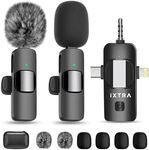 iXTRA Wireless Lavalier Microphone Plug-Play Mini Lapel Omnidirectional Condenser Video Recording Noise Reduction Auto-Sync Mics for YouTube TikTok (3 in 1 Wireless Mics)