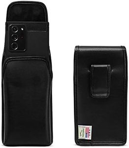 Turtleback Holster Made for Note 20 Ultra Fits w/OB Defender or Bulky Cases, Vertical Belt Case, Black Leather Pouch with Executive Belt Clip, Made in USA