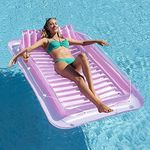 Inflatable Pool Floats Boat for Adults, Blow Up Tanning Pool Raft Sun Tan Tub with Inflatable Pillow for Family Outdoor, Garden, Backyard Summer Water Party (14+ Year Old) (Small,Pink)