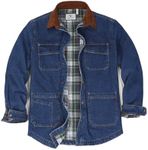 ZENTHACE Blue Jean Jacket for Men Denim Lightweight Snap Button Flannel Lined Denim Trucker Jacket Western Barn Coat Bule S