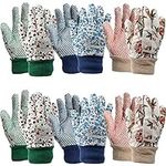 Yopay 6 Pairs Gardening Gloves for Women, Soft Jersey Garden Gloves, Rubbuer Dots Cotton Working Gloves for Men, Planting, Seeding, Fishing, Restoration Work, 3 Colors