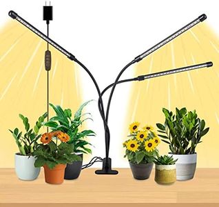 Grow Light, JINHONGTO 3-Head Plant Light for Indoor Plants, Full Spectrum Plant Light with Timer Auto ON/Off, 3 Modes & 10 Dimming Levels