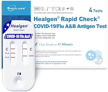 Healgen Rapid Check COVID-19, Flu A&B Antigen Test Kit, The First FDA Authorized OTC 3-in-1 Flu & COVID Home Test, Easy to Read Dual Windows, Results in 15 Mins, 18-Month Shelf Life, 4 Test