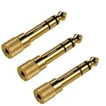 Headphone Adapter,TriLink 3 Pack [Gold-plated Pure Copper ] 3.5mm 1/8 inch Female to 6.35mm 1/4 inch Jack Male Stereo Audio Jack Adapter Plug,Gold