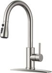 FORIOUS Kitchen Faucet with Pull Down Sprayer, Stainless Steel Single Handle Traditional Dual Mode Setting Faucet for Kitchen Sink Farmhouse RV Bar Laundry Camper, Lead-Free, Brushed Nickel
