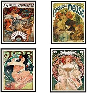 Paper Moon Media Set of 4 Alphonse Mucha Fine Art Advertisement Reproductions Print Posters Unframed 8 x 10 or 11 x 14 Rustic Art, Farm, Vintage Art Posters (11 x 14)