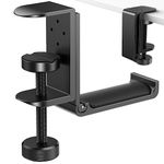 6amLifestyle Foldable Headphone Hook Hanger Holder, Space-Saving Aluminum Soundbar Hook with Universal Fit for Gaming PC Accessories, Under Desk Clamp Hook Mount, Black