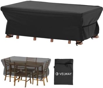 Velway Patio Table Chairs Set Cover Square Waterproof 90"Lx62"Wx28"H Outdoor Bistro Dining Set Cover Fire Pit Table Cover Furniture Cover Small Rectangle Ultra Windproof UV-Resistant