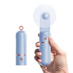 AOCOOLFAN Portable Handheld Fan, USB Rechargeable 3 Speed Personal Small Pocket Fan Travel for Girl Women Outdoor (Light Blue)