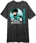 Bioworld My Hero Academia Deku Crew Neck Short Sleeve Charcoal Heather Women's Night Shirt-Small