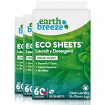 Earth Breeze Laundry Detergent Sheets - 90 Detergent Sheets - (3 Pack) 30 Sheets Per Pack - 180 Loads - Concentrated Liquidless Laundry Soap - No Plastic Jug - Fresh Scent