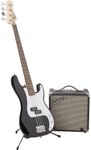 Squier by Fender Affinity Series Precision Bass Guitar Pack, Maple fingerboard, includes Gig Bag & Fender Rumble 15 Bass Amp, Black, Comes with Free Virtual Lessons
