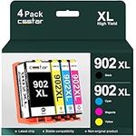 CSSTAR Compatible 902XL Ink cartridges for HP 902 902XL Ink Cartridges with Newest Chip Work for OfficeJet Pro 6968 6974 6975 6978 6960 6951 6954 6956 6958 6962 6950 Printer (BK/C/M/Y, 4 Packs)