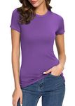 Urban CoCo Women's Crewneck Slim Fitted Short Sleeve T-Shirt Stretchy Bodycon Basic Tee Tops (S, Light Purple)