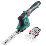 POSENPRO 12V Cordless Grass Shears, 2-in-1 Hedge Trimmer & Grass Trimmer, Electric Hedge Trimmer with Rechargeable 2.0Ah Battery and Charger, Handheld Grass Cutter for Garden Yard Lawn