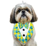 Pawsindia Fully Customizable Dog Tuxedo Bandana | Dog Bandana for Small Dogs | Tuxedo for Dogs | Choose from a Variety of Patterns & Bow Colors (Same Pettern Bow, Heart)