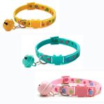 LitVibes Cat Collar Set Of 3 With Bell,Kitten Kitty & Small Dogs Soft Adjustable Collar,Safe,Breakaway For Cats And Puppies - Pink,Yellow,Turquoise (Lollipop Design), 25 x 1 x 5 Centimeter