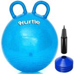 Hurtle Hopper Ball, 18" Glitter Sit On Bouncy Ball for Kids Ages 3-12, Outside Toys Good for Active Play & Balance Training, Also for Indoor Jumping, Includes Air Pump & Activity Cones