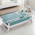 StarAndDaisy Large Bath Tub With Foldable Bathtub for kids & Adults with Space Saving, Kids Folding Bathing Tub Girls & Boys & Parents, Multi Purpose Bath Tub, Size 147 X 60 X 49 cm -Blue