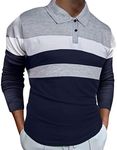 Men's Stripe Polo Shirt Moisture Wi