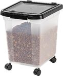 IRIS USA 32.5Qt./25Lbs. WeatherPro Airtight Pet Food Storage Container with Removable Casters, For Dog Cat Bird and Other Pet Food Storage Bin, Keep Pests Out, Keep Fresh, Easy Mobility, Black