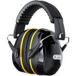 Dr.meter Ear Defenders Adults, SNR 31dB Noise Reduction Earmuffs with with Adjustable Headband Double Layers Hearing Protection for Gardening Yard Work black+yellow