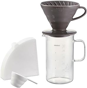 HARIO BVD-3012-GR Crafts Science Beaker Server & Dripper Set, Practical Capacity: 20.3 fl oz (600 ml), for 1 to 4 Cups, Made in Japan, Gray