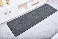 Vinsani Non-Slip Indoor Magic Clean Step Mat Machine Washable Floor Doormat Super Absorbent Carpet Runner Entrance Rug Liner - Black/White - 45 X 150 cm