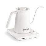 MHW-3BOMBER Gooseneck Electric Kettle, Professional Pour-Over Coffee Kettle Tea Kettle Precise Temperature Control LED Display Automatic Shut Off 600ML White BK6056W