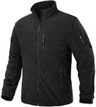 TACVASEN Mens Fleece Jacket Mens Full Zip Winter Military Jacket Warm Outdoor Fleece Coats with Zip Pockets Black