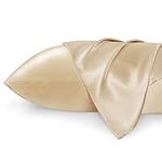 Bedsure Satin Pillowcase for Hair and Skin - Similar to Silk Pillowcase, Cooling Pillow Cases 2 Pack with Envelope Closure, Gifts for Women, Queen & Standard Size 50x75 cm, Gray Sand