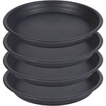 SAUCERHOME Plant Saucer Pot Tray 10 inch, 4 Packs 11 inch (10.9 inch) Plastic Flower Planter Saucers and Drip Trays for Indoors Outdoors, Thick Heavy Sturdy Durable Plant Plate Water Catcher (Black)