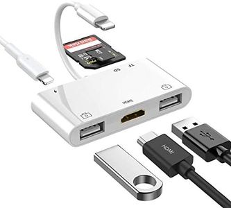 rosyclo Lightning Hub iPad Adapter, 6-in-1 Lightning to HDMI Digital AV Converter, TF & SD Card Reader, USB Camera Adapter, Power Delivery Compatible with iPhone, iPad and More USB Devices