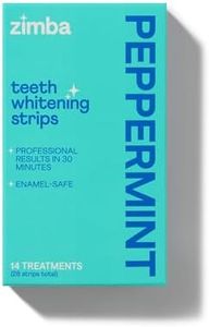 Zimba Peppermint Flavored Teeth Whitening Strips | Vegan, Enamel Safe Hydrogen Peroxide Teeth Whitener for Coffee, Wine, Tobacco, and Other Stains | 14 Day Treatment | Peppermint